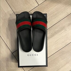 Gucci Black Slides with Red and Green Stripe
Pool Slides